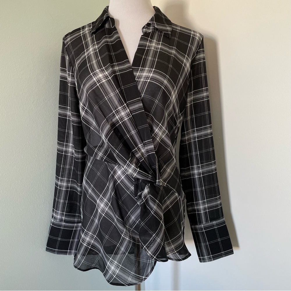 Laundry by Shelli Segal Checked Twisted Blouse Size M - Picture 6 of 13